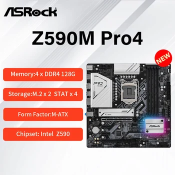 חדש ASROCK Z590M Pro4 לוח האם מעבדי Intel Core 10 11 CPU הדור DDR4 שקע LGA1200 מקס-128G כפול לערוץ