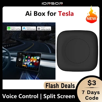 Apple Carplay האלחוטי אנדרואיד אוטומטי מתאם עבור טסלה מודל 3 Y S X Ai TV Box Inalambrico המכונית לשחק Dongle Iptv נגן מולטימדיה