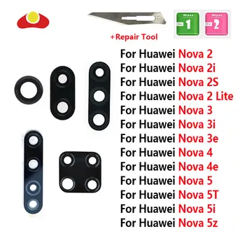 עבור Huawei נובה 5i 5T 5Z 4 4e 2 לייט 2 פלוס 5 5i Pro 2 2i 2 3 3ו-3i מאחור עדשת מצלמה אחורית זכוכית עם כלי Adhensive מדבקה