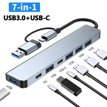 USB C רכזת סוג C כדי HDM-תואם RJ45 5 6 8 11 יציאות רציף עם משטרת TF SD AUX Usb Hub 3 0 מפצל עבור ה-MacBook Air מחשב האב.