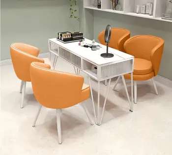 מניקור שולחן שואב אבק פשוט מסמר סלון שולחן מיוחד הלקוח הכיסא זכוכית מניקור שולחן זוגי שולחן כיסא להגדיר