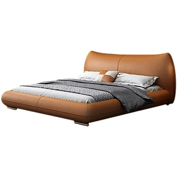 איטלקי פשוט מאוד עור למיטה מיטת הכלולות השינה הגדול מיטה מודרנית אור פשוט עור יוקרתי, מיטה זוגית