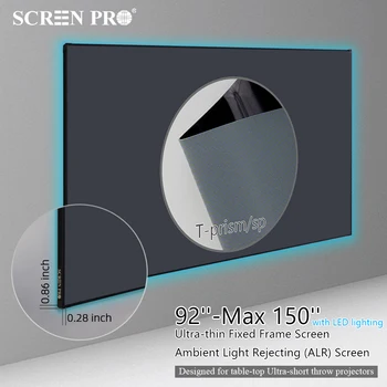 SCREENPRO 92-150inch כב בדיוק 16:9 מקרן, מסך עם מסגרת אור מקיף דחיית הקרנת מסך נתמך 3D/4K 8K