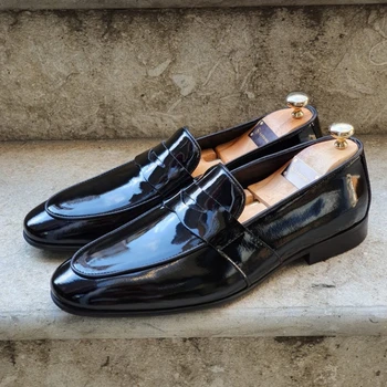 שחור נעליים מזדמנים לנשימה Slip-On אביב סתיו בעבודת יד עור Pu גודל 38-45 משלוח חינם Zapatillas Hombre