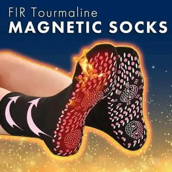 טורמלין מגנטי מחוממת גרביים טיפול עצמי חימום תרמי, גרביים הקלה על כאב חורף לנשים גברים חם, עיסוי ספורט יוגה גרביים