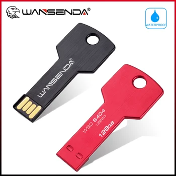 WANSENDA מפתח לעצב את כונן ההבזק מסוג USB עמיד למים עט כונן 8GB 16GB 32GB 64GB 128GB Pendrive פלאש מקל זיכרון USB Flash