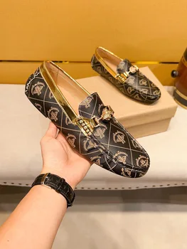 איטליה אירופה באיכות אופנה לגברים שטוח נעלי נעלי פנאי עור אמיתי מזדמן להתלבש נעלי נעלי נהיגה