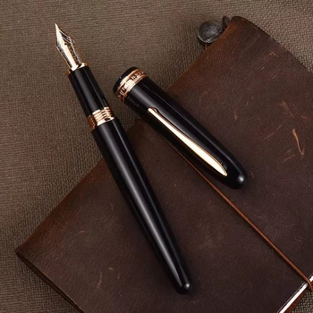 Hongdian 1841 בעט שחור אירידיום שרף עט דיו EF/F החוד משרד עסקים מתנה עט לכתיבת ספרי לימוד מכשירי כתיבה