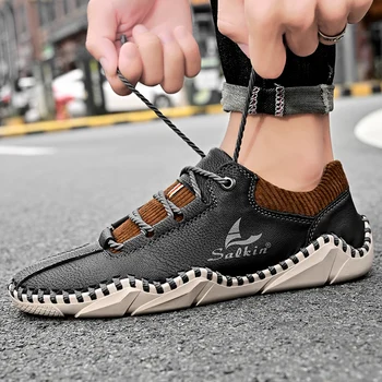גברים מזדמנים נעלי ספורט זמש עור של גברים להחליק על נעליים של גברים נהיגה נעליים חם צבי נעלי עור בעבודת יד לנשימה